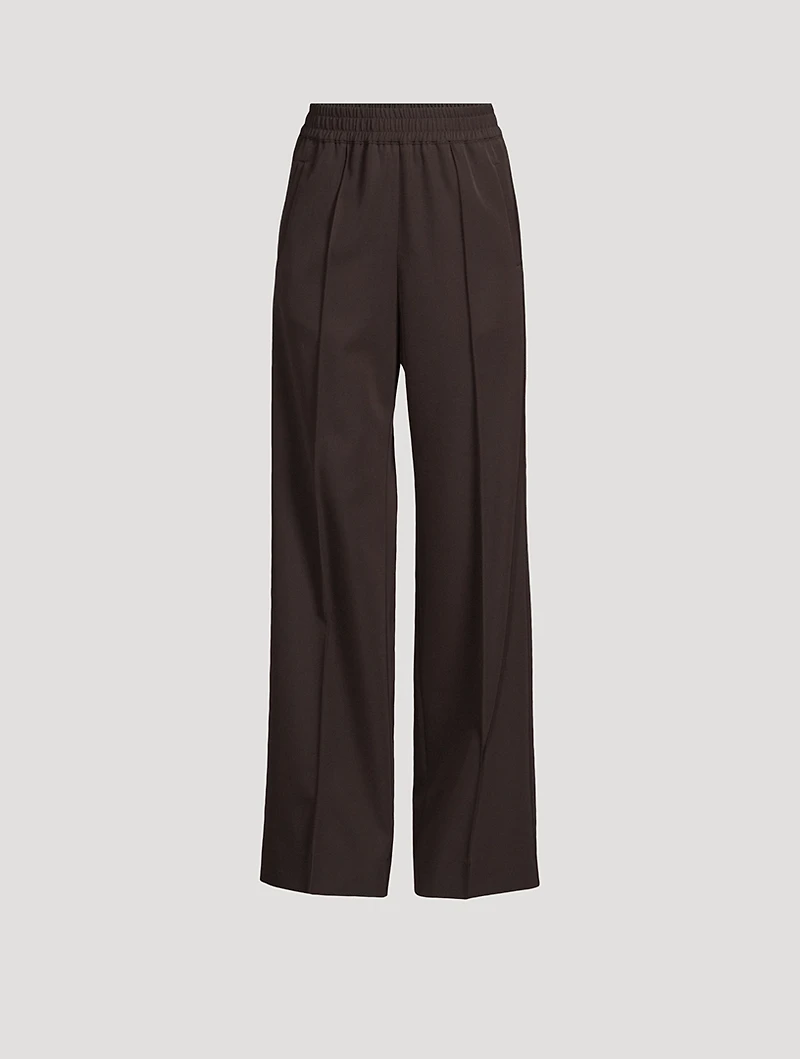 Wool Gabardine Wide-Leg Trousers