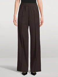 Wool Gabardine Wide-Leg Trousers