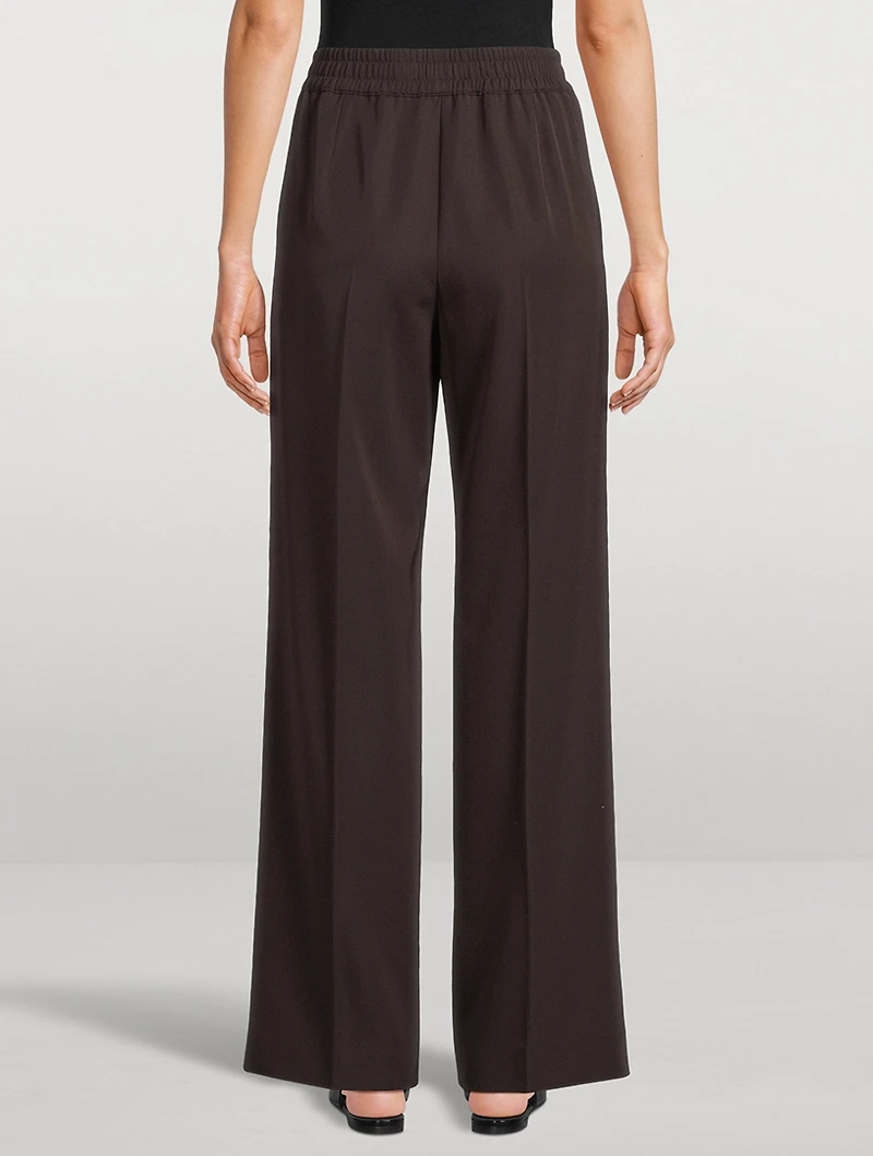 Wool Gabardine Wide-Leg Trousers