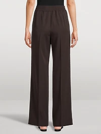Wool Gabardine Wide-Leg Trousers