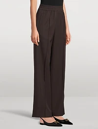 Wool Gabardine Wide-Leg Trousers