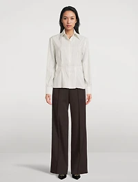 Wool Gabardine Wide-Leg Trousers