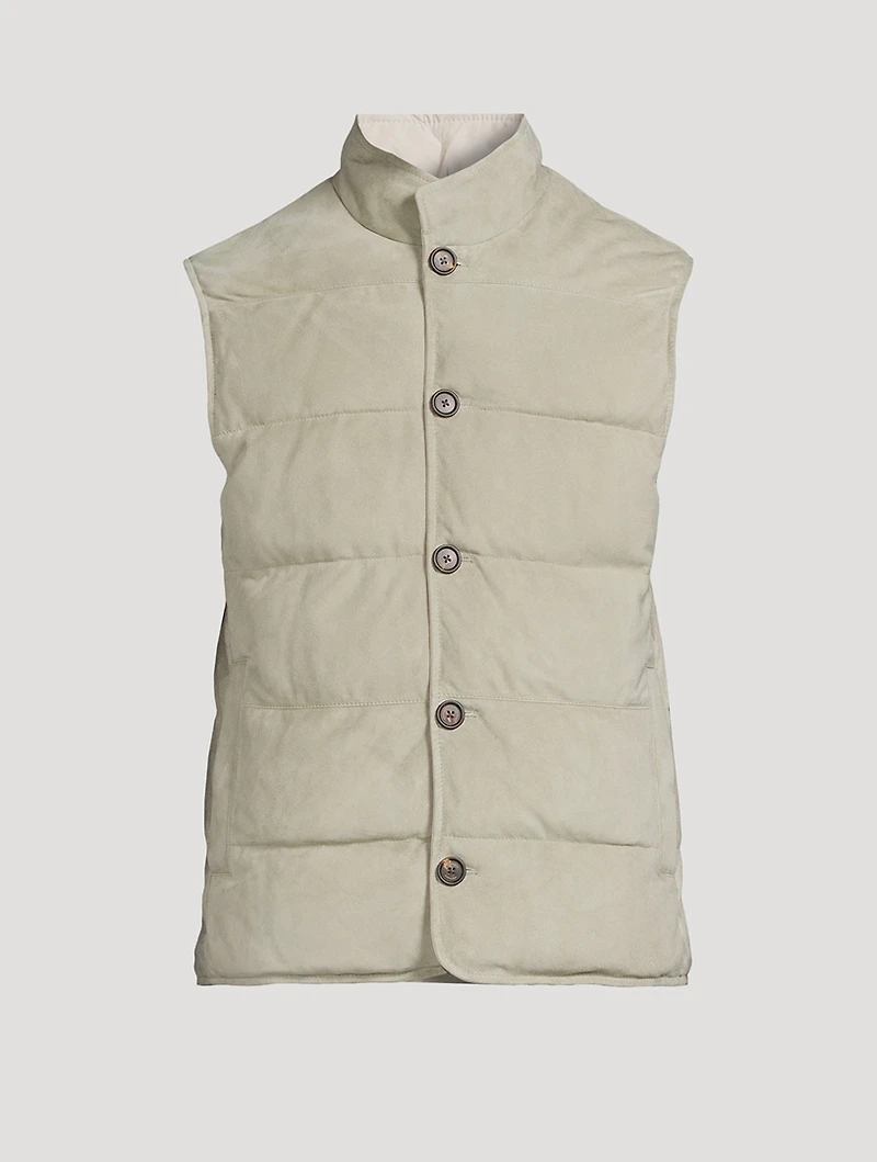 Reversible Suede Down Vest