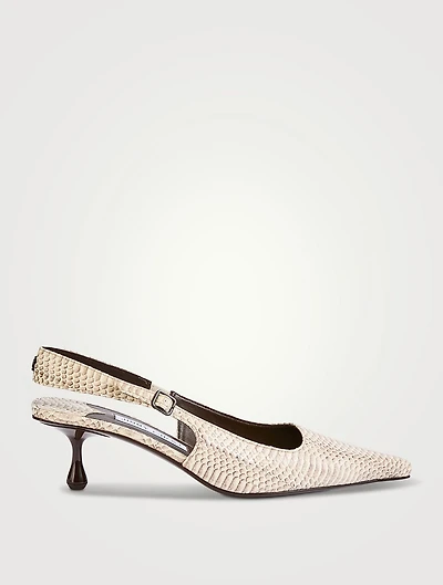 Amel Snakeskin-Embossed Leather Slingback Pumps