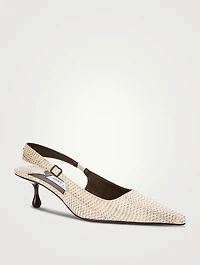 Amel Snakeskin-Embossed Leather Slingback Pumps