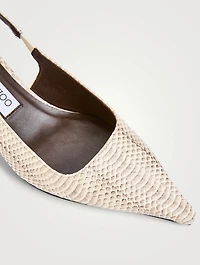 Amel Snakeskin-Embossed Leather Slingback Pumps