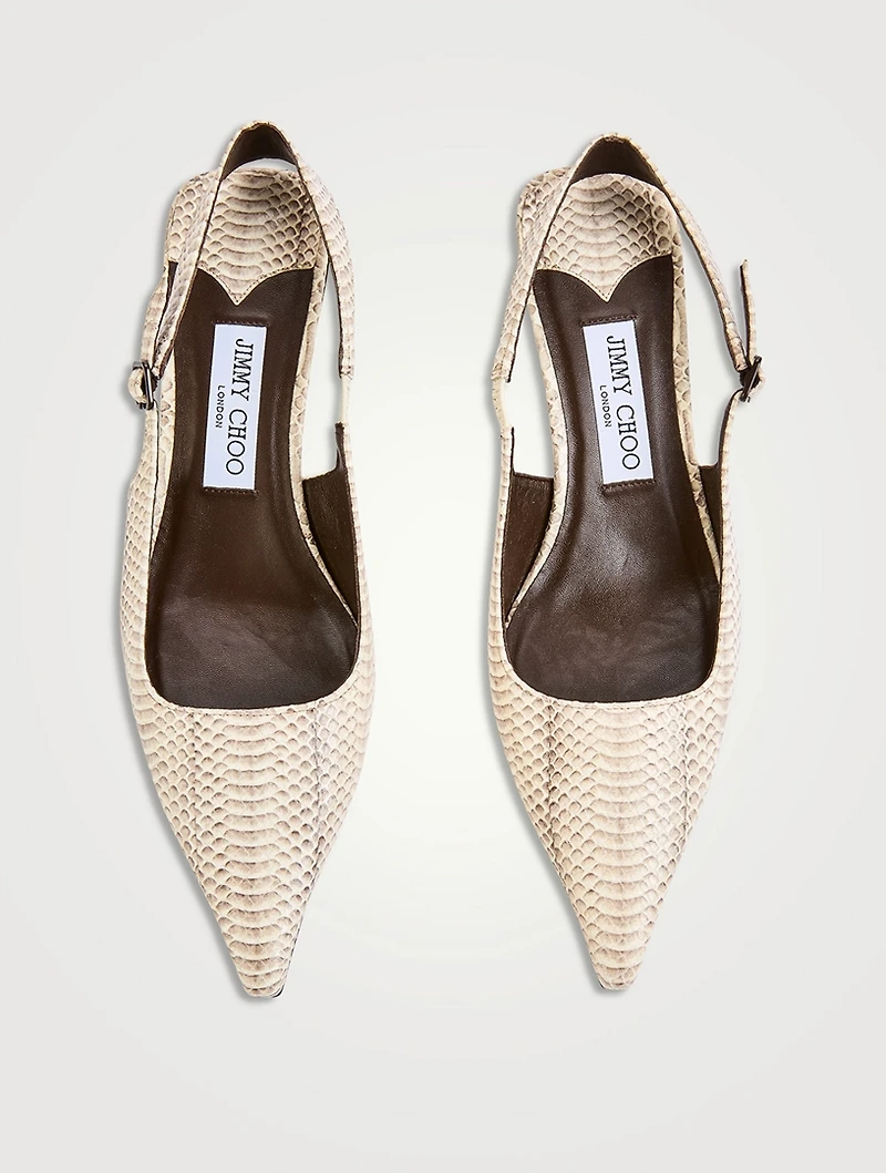 Amel Snakeskin-Embossed Leather Slingback Pumps