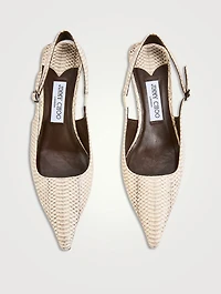 Amel Snakeskin-Embossed Leather Slingback Pumps