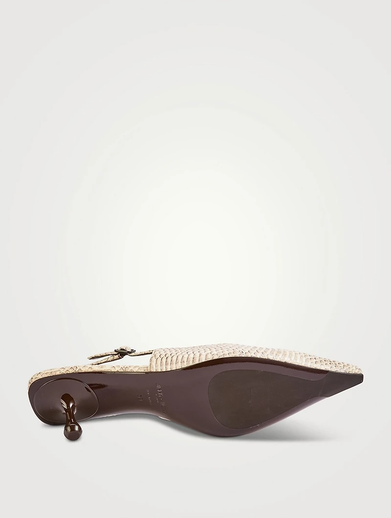 Amel Snakeskin-Embossed Leather Slingback Pumps