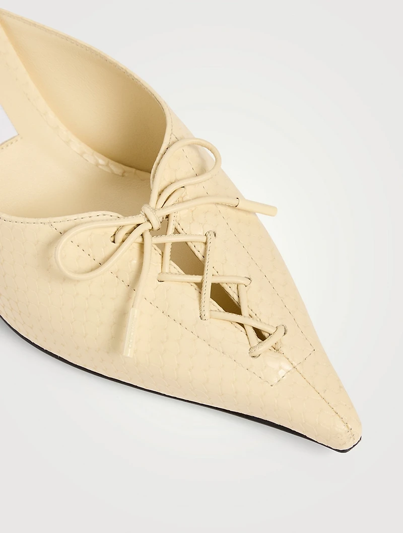 Scarlett Lizard-Embossed Leather Mules