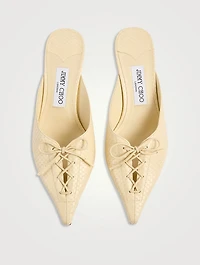 Scarlett Lizard-Embossed Leather Mules