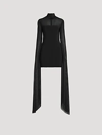 Draped-Sleeve Mini Dress