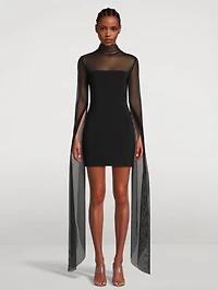 Draped-Sleeve Mini Dress