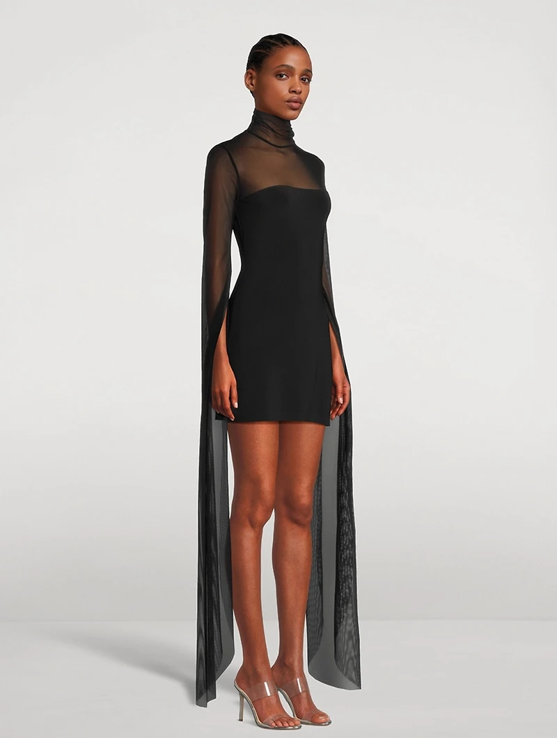 Draped-Sleeve Mini Dress