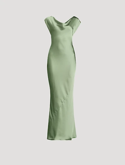 Maria Cap-Sleeve Satin Gown