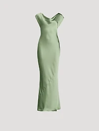 Maria Cap-Sleeve Satin Gown