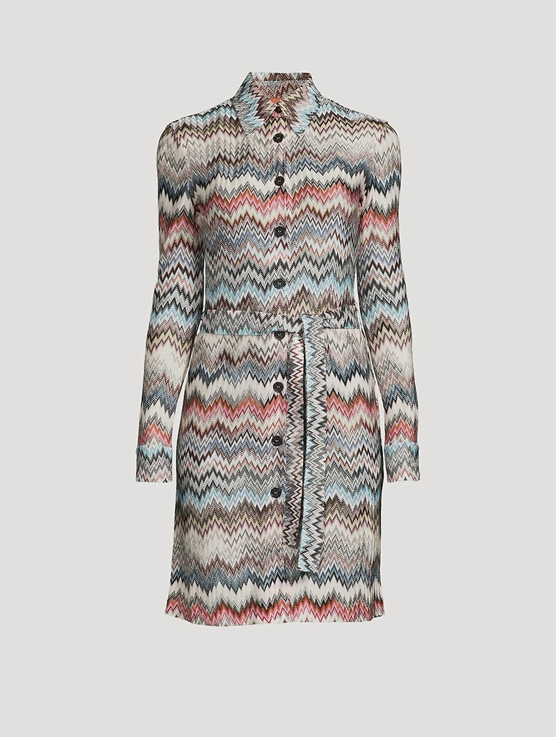 Belted Raschel Shirt Dress