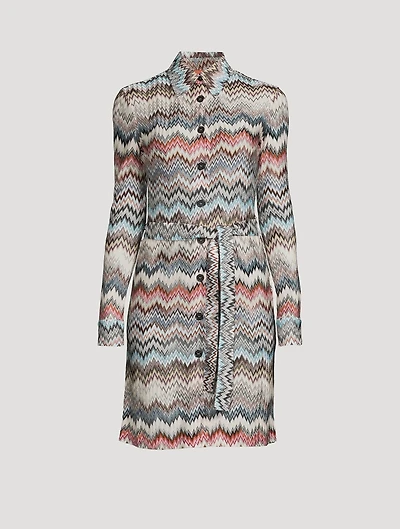 Belted Raschel Shirt Dress