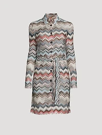 Belted Raschel Shirt Dress