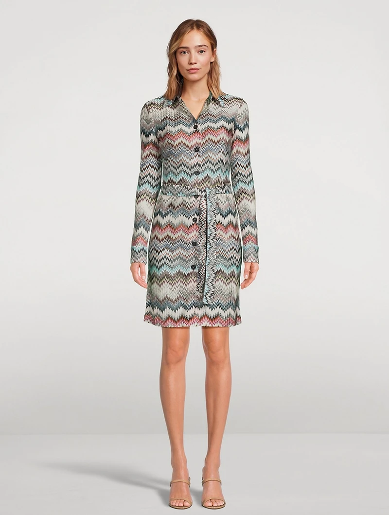 Belted Raschel Shirt Dress