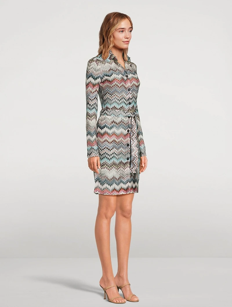 Belted Raschel Shirt Dress