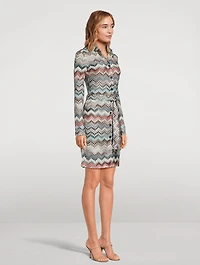 Belted Raschel Shirt Dress