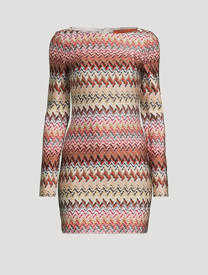 Raschel Mini Dress Zig Zag Print