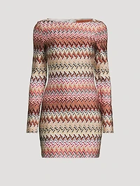 Raschel Mini Dress Zig Zag Print