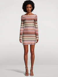 Raschel Mini Dress Zig Zag Print