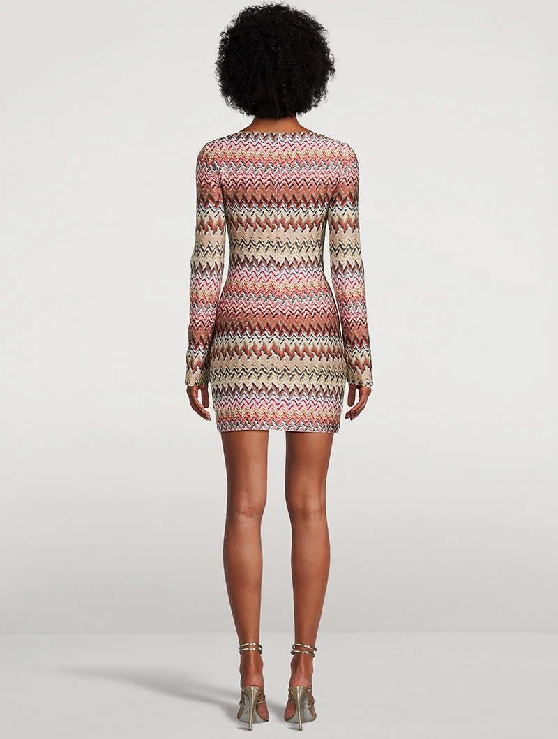 Raschel Mini Dress Zig Zag Print