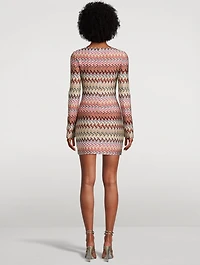 Raschel Mini Dress Zig Zag Print