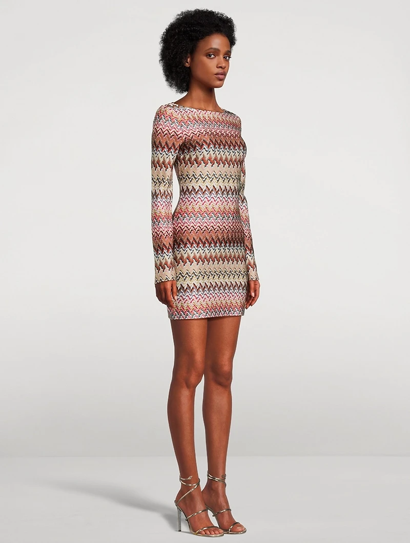 Raschel Mini Dress Zig Zag Print