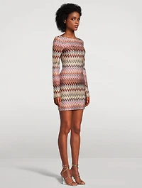 Raschel Mini Dress Zig Zag Print