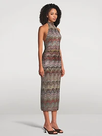 Sequin-Embellished Halter Dress