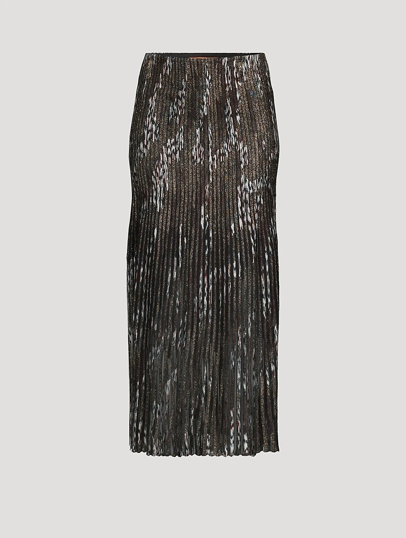 Plissé Lurex Midi Skirt