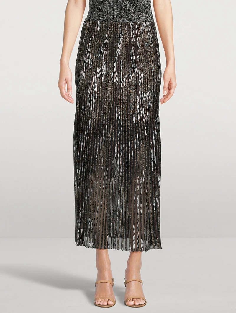 Plissé Lurex Midi Skirt