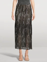 Plissé Lurex Midi Skirt