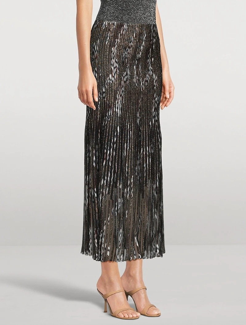 Plissé Lurex Midi Skirt