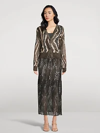 Plissé Lurex Midi Skirt
