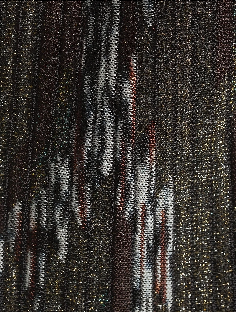 Plissé Lurex Midi Skirt