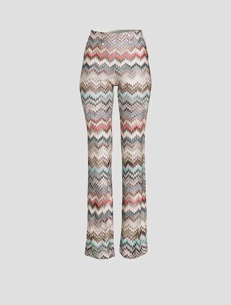 Flared Trousers Zig Zag Print