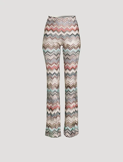 Flared Trousers Zig Zag Print