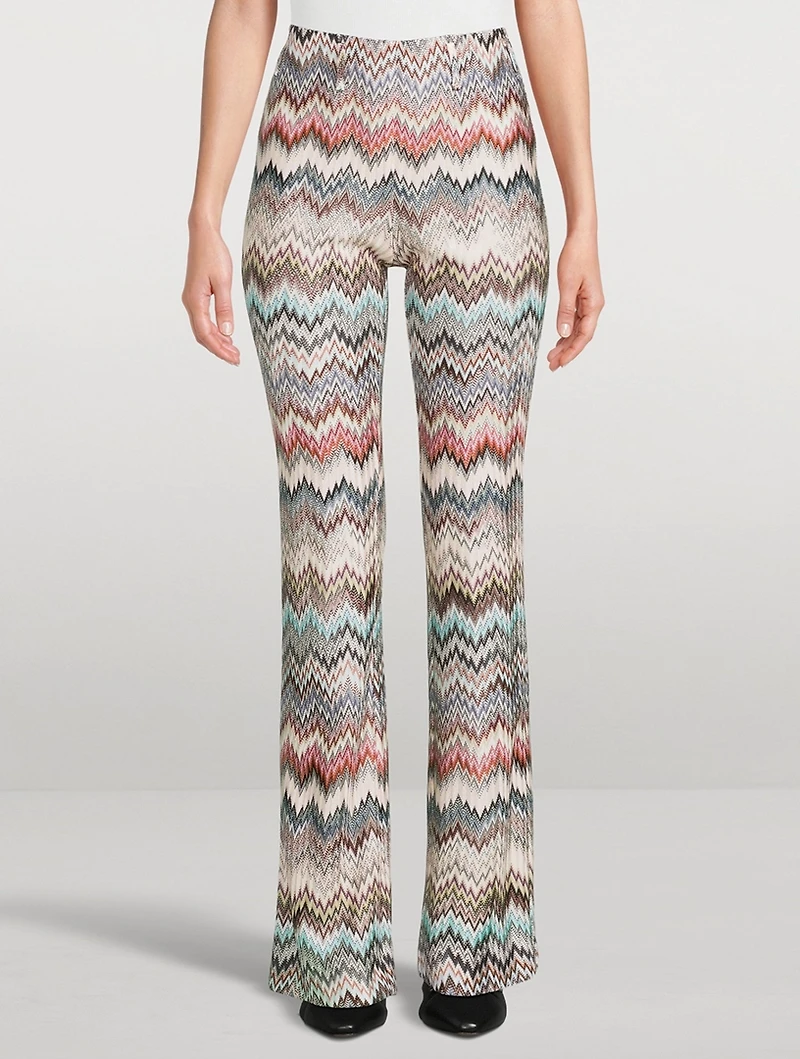Flared Trousers Zig Zag Print