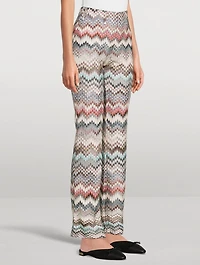 Flared Trousers Zig Zag Print