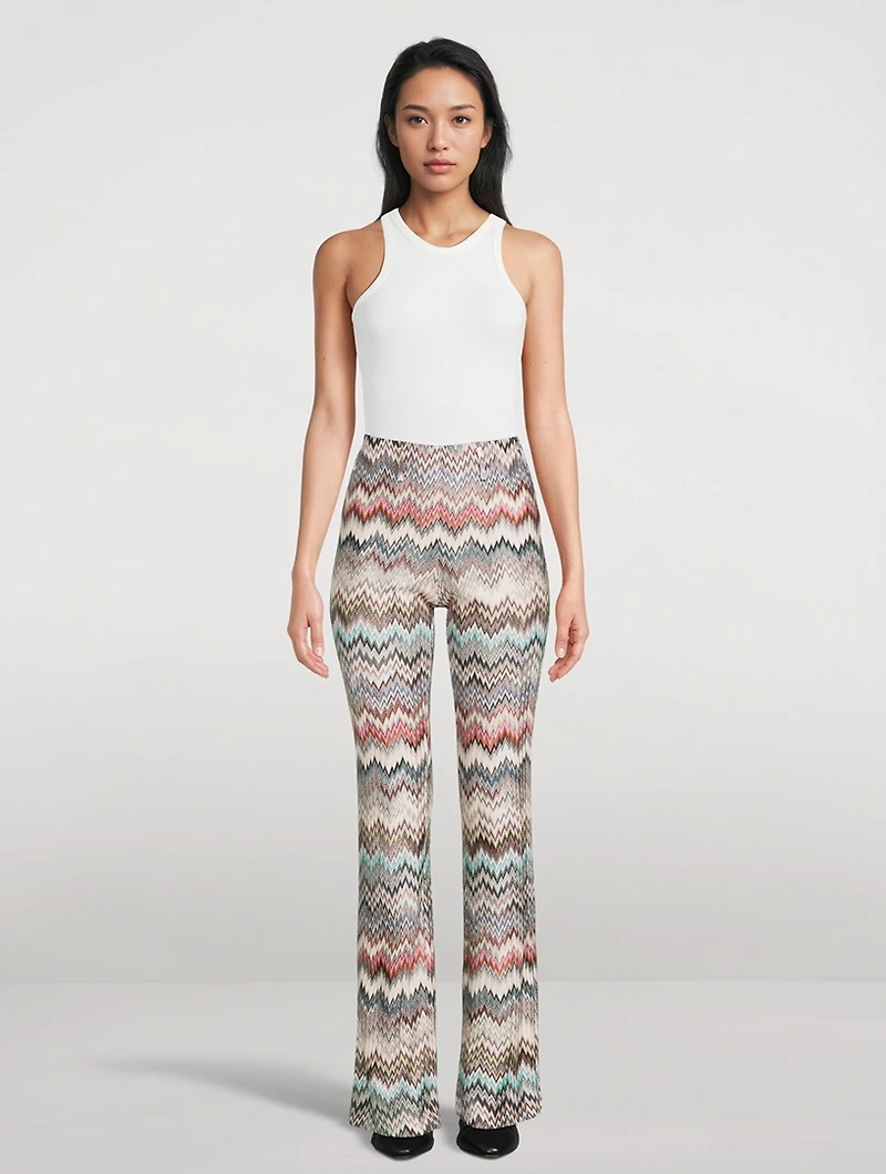 Flared Trousers Zig Zag Print