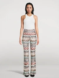 Flared Trousers Zig Zag Print