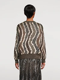 Sequin-Embellished Jacquard Cardigan