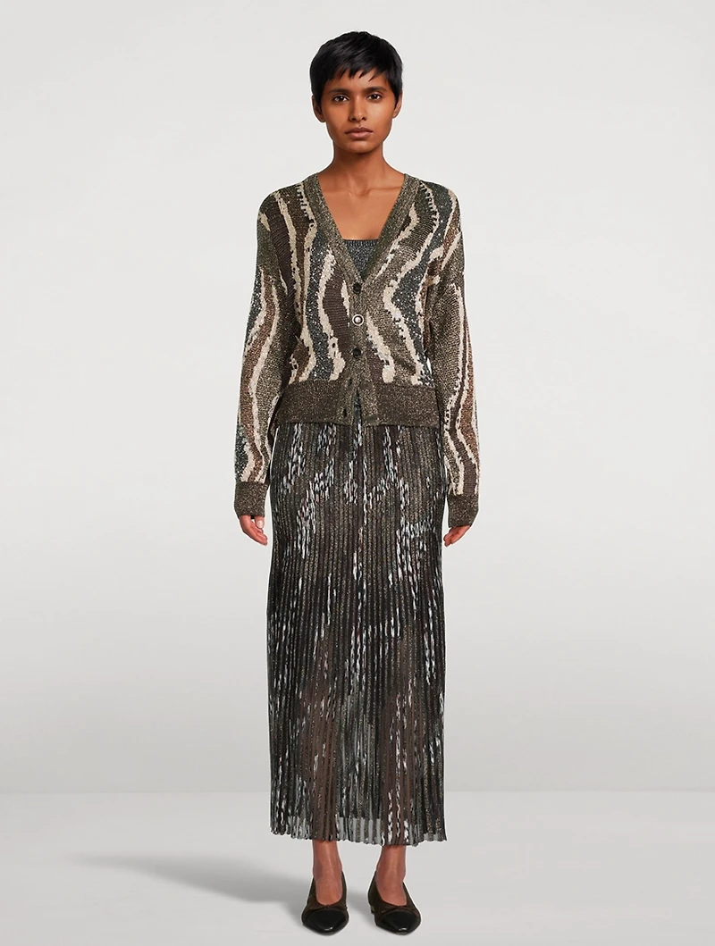 Sequin-Embellished Jacquard Cardigan