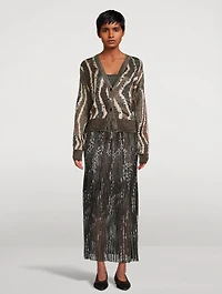 Sequin-Embellished Jacquard Cardigan