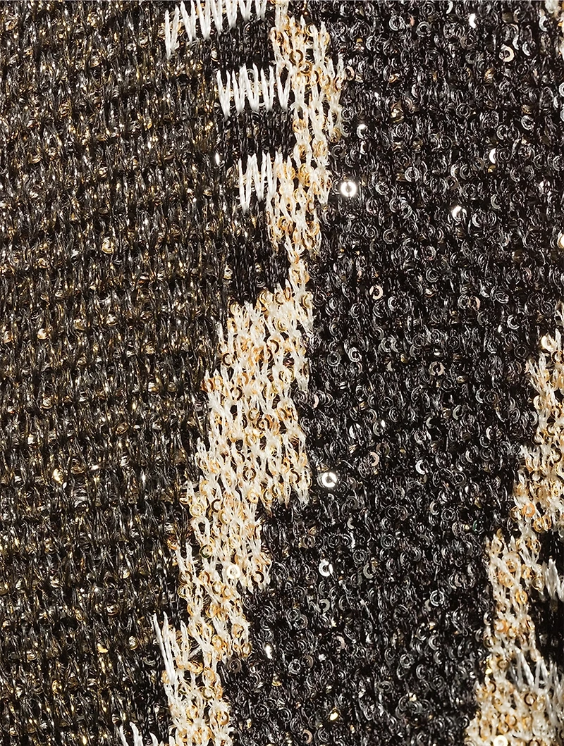 Sequin-Embellished Jacquard Cardigan